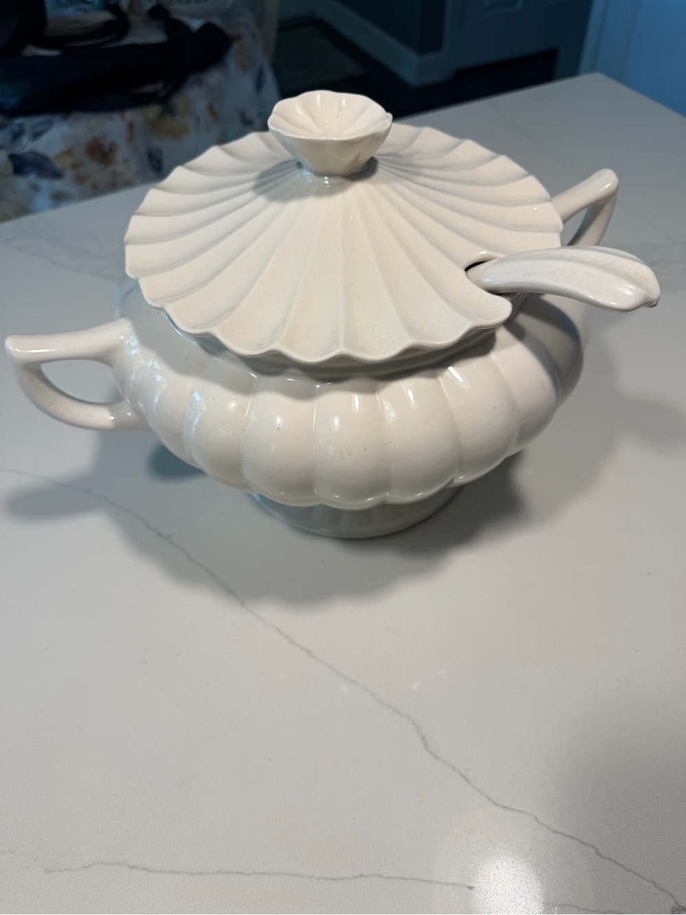 California Pottery C609 soup tureen with ladle